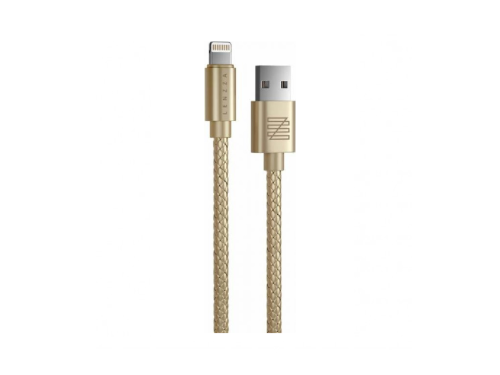 Кабель Lenzza Braided Leather USB-Lightning 8-pin белый, золото, серый