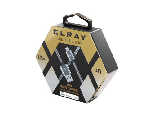 Кабель Elray 4FT USB-Lightning 8-pin черный